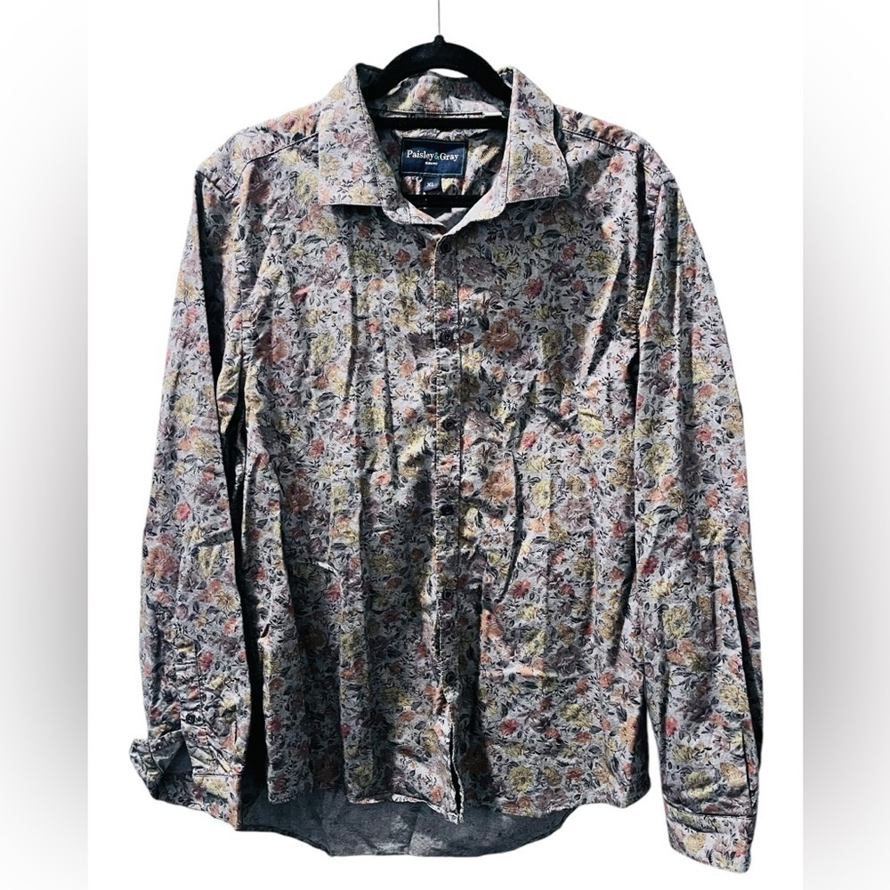 Paisley & Gray Slim Fit Floral Button Down Business Casual Shirt Men's Size XL